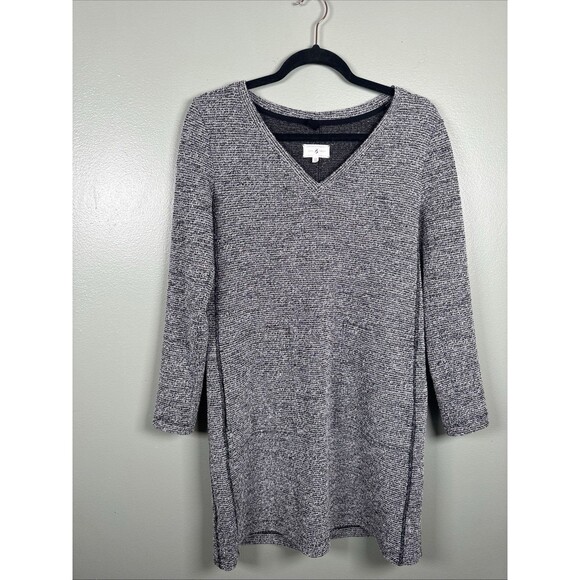 Lou & Grey Long Sleeve V Neck Textured Pullover Dress Pockets Size XS Oversized - Picture 1 of 7